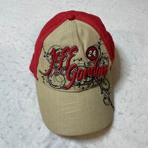 Jeff Gordon 24 NASCAR Chase Authentics Baseball Cap Red‎ Tan Adjustable One Size